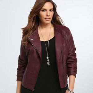 Torrid Faux Leather Seamed Moto Jacket